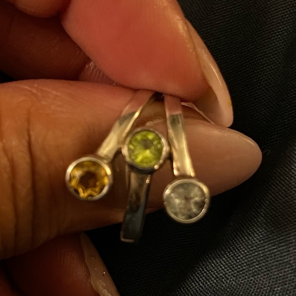 Sterling silver 925 ring w yellow/green/blue stones approximately sz 9-9.5 - Picture 3 of 8